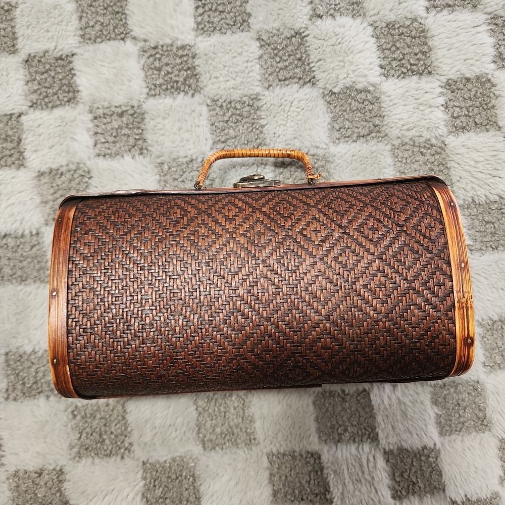 Brown Woven Handbag with Handle